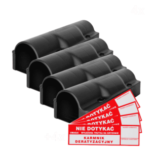 4x Karmnik deratyzacyjny na szczury i myszy Aquilla + naklejki